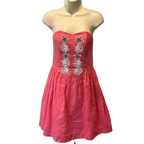Lilly PULITZER Mayfield Pink Seeing Stars Strapless Fit Flare Dress - Picture 4 of 14